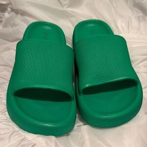 Vivid Green Rubber Slide Sandals
